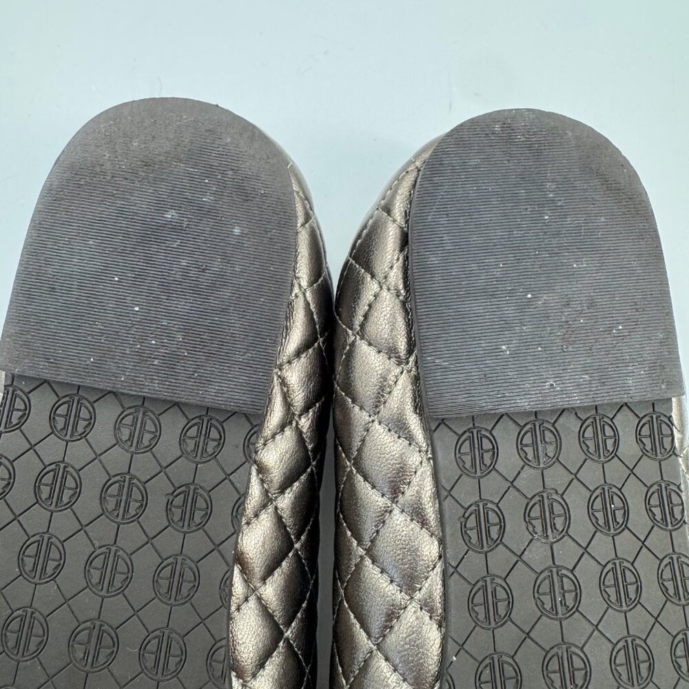 Lilly Pulitzer Quilted Bronze Ballet Flats Bow Accent & Elastic Backing Size 7 - Picture 5 of 8